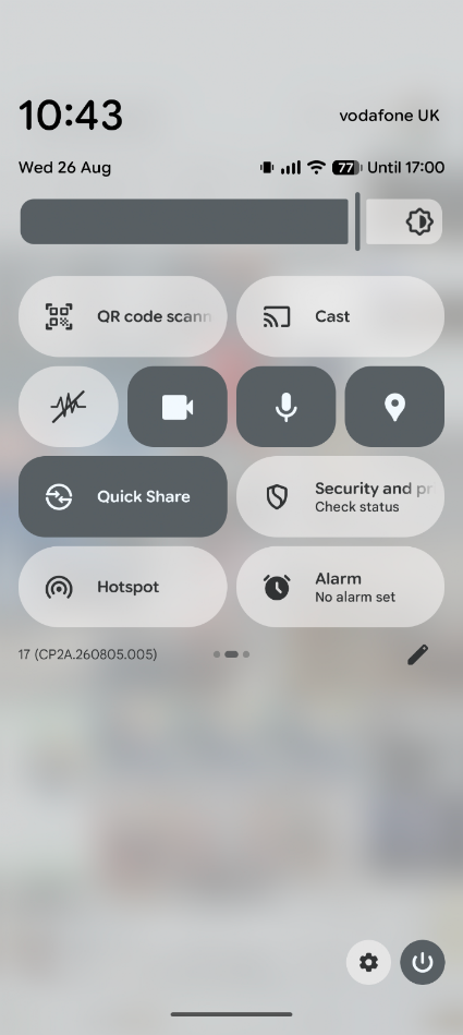 sensors off toggle disabled in quick settings menu on android