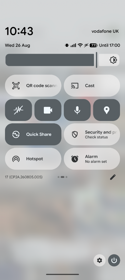 sensors off toggle enabled in quick settings menu on android