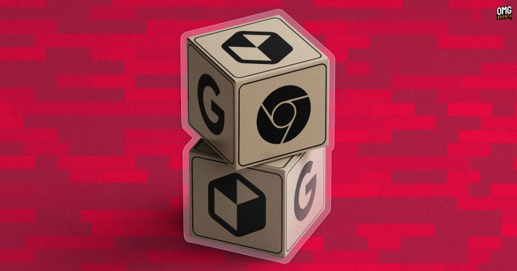 Google, Chrome and Flatpak logos on a cardboard box