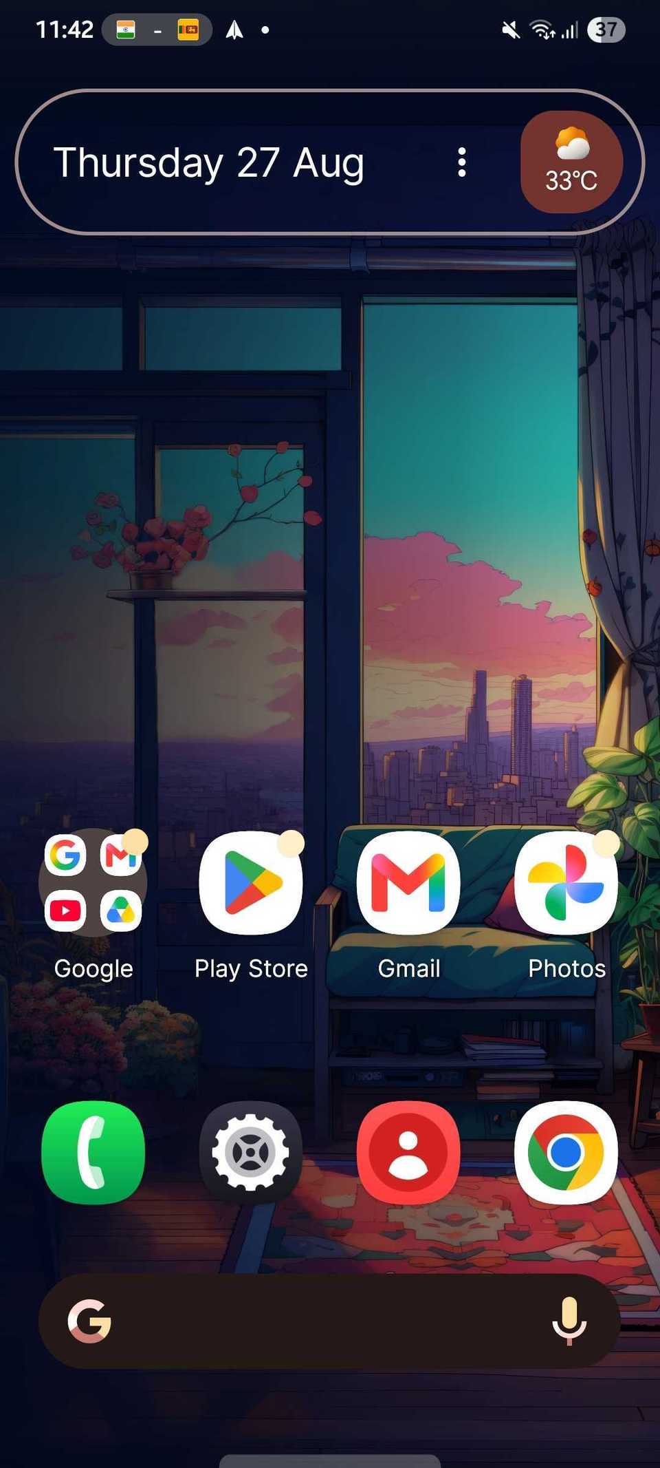 Screenshot showing Lawnchair as the default launcher on a Galaxy phone