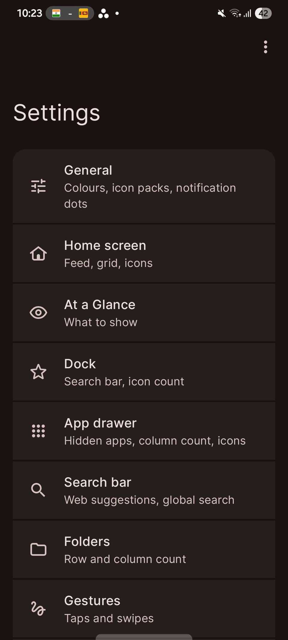 Screenshot showing Lawnchair settings