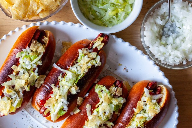 hot dogs with vinegared iceberg-7